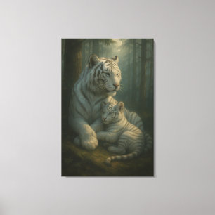 Vit Tiger - Ljusets Väktare - ManJiangHong Art Canvastryck