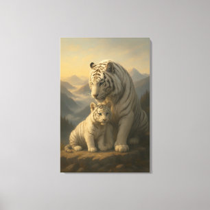 Vit Tiger - Ljusets Väktare - ManJiangHong Art Canvastryck