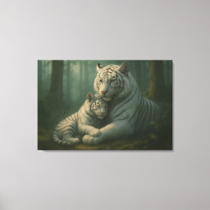 Vit Tiger - Ljusets Väktare - ManJiangHong Art Canvastryck