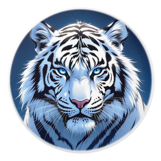 Vit tiger med blåa ögon  knopp (Framsidan)