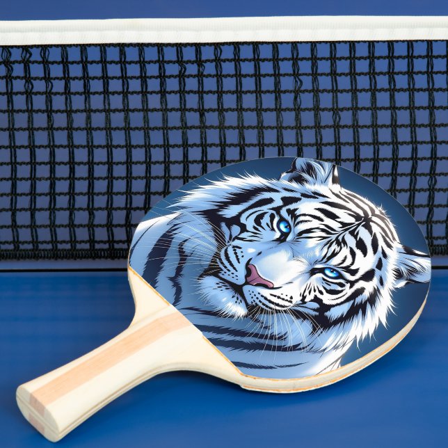 Vit tiger med blåa ögon pingisracket (Insitu)