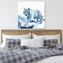 Vit tiger på softklippsstretat Kanvastryck