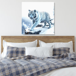 Vit tiger på softklippsstretat Kanvastryck