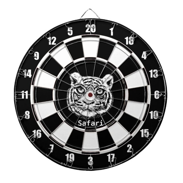 Vit Tiger på Svart och Vitt Darttavla (Framsidan)