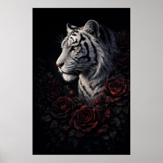 Vit Tiger Porträtt – Lugn Kraft och Tyst Blick Poster