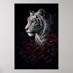 Vit Tiger-porträtt – Lugn kraft och tystnadstystna Poster