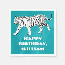 Vit tiger Teal, turkos blå Anpassningsbar Pappersservett