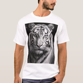 Vit Tiger Träkol T Shirt