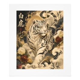 Vit Tiger Vaktarkonst | Japansk mytologi Fototryck