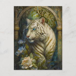 Vit tiger-vykort vykort