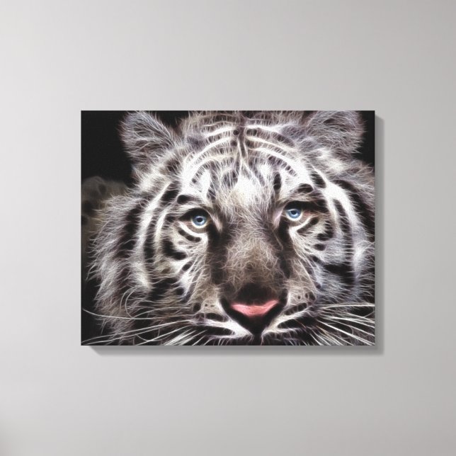 Vit tiger Wrapped Canvas (Framsida)
