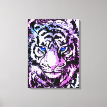 Vit tiger Wrapped Canvas - Tiger Blue Öga