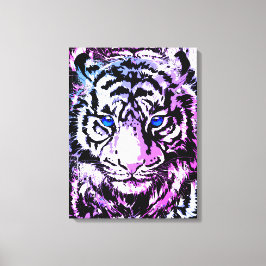 Vit tiger Wrapped Canvas - Tiger Blue Öga