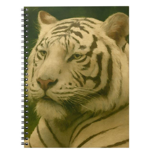 Vit tigerfixering i trädskugga anteckningsbok (Framsidan)