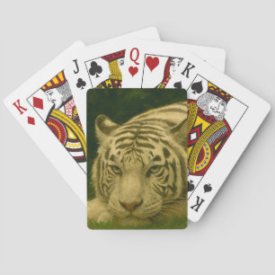 Vit tigerfixering i trädskugga casinokort