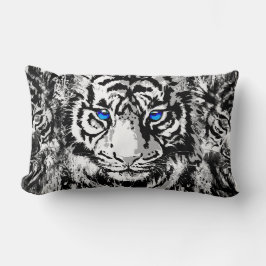 Vit tigerhuvud Porträtt - Tiger Lumbar Pillow Lumbarkudde