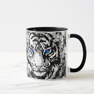 Vit tigerhuvud - Tiger Blue Öga Coffee Mugg