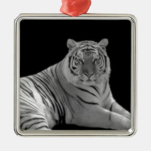Vit tigerornament julgransprydnad metall
