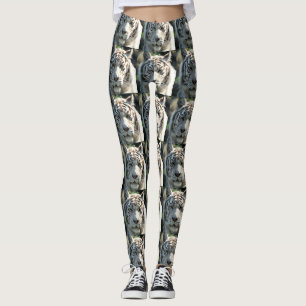 Vit tigerporträtt i varma bruna markeringar leggings