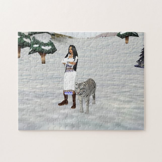 Vit tigerpussel pussel (Horisontell)