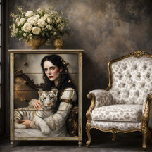 Vit Tigertkvinna Elegant Fantasy Dekorationsmåleri