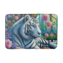 Vit tiggare i Forest w/Flowers Teal Rosa Colorful