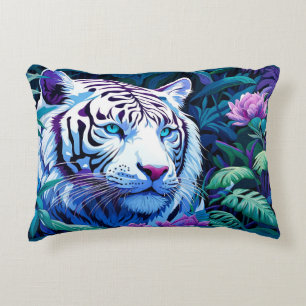 Vit tiggare med lila blommor Pillowcase Prydnadskudde