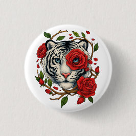 Vit tiggare med Röd ros - Blommigten Bold Wildlife Knapp