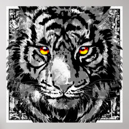Vit tiggare-Poster - Färgfull utskrift av tigerhuv Poster