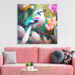 Vit Tofslad Blush Bröstad Fantasifågel Canvastryck