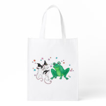 Vit tonmöss mot Frog Shopping bag