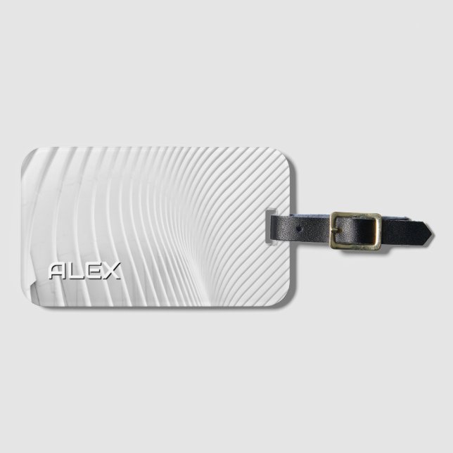 Vit topografisk våg Mönster - minimalistisk Bagagebricka (Framsida horisontal)