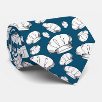 Vit Toque Chefs Hats Mönster Peacock Blue