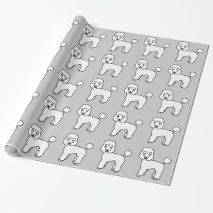 Vit Toy Poodle Hund Mönster Tecknad Illustration Presentpapper