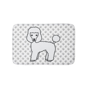 Vit Toy Poodle Söt Tecknad Hund Badrumsmatta