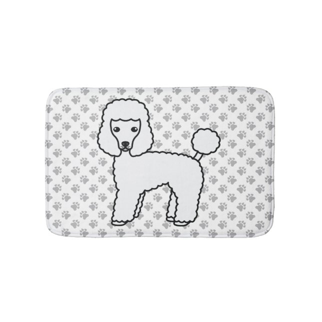 Vit Toy Poodle Söt Tecknad Hund Badrumsmatta (Framsidan)