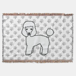 Vit Toy Poodle Söt Tecknad Hund Filt