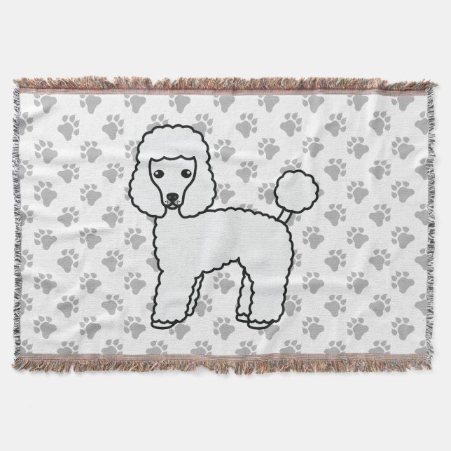 Vit Toy Poodle Söt Tecknad Hund Filt (Framsidan)