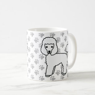 Vit Toy Poodle Söt Tecknad Hund Kaffemugg