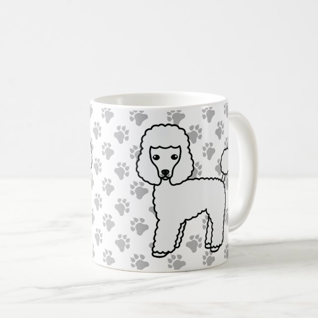 Vit Toy Poodle Söt Tecknad Hund Kaffemugg (Framsida höger)