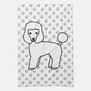 Vit Toy Poodle Söt Tecknad Hund Kökshandduk