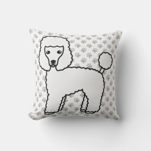 Vit Toy Poodle Söt Tecknad Hund Kudde