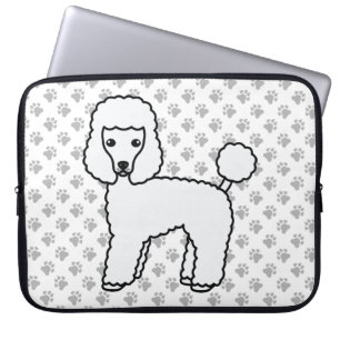 Vit Toy Poodle Söt Tecknad Hund Laptop Fodral