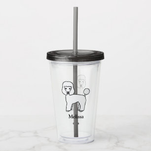 Vit Toy Poodle Söt Tecknad Hund & Namn Take Away Mugg