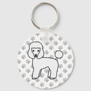 Vit Toy Poodle Söt Tecknad Hund Nyckelring