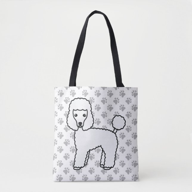 Vit Toy Poodle Söt Tecknad Hund Tygkasse (Framsida)