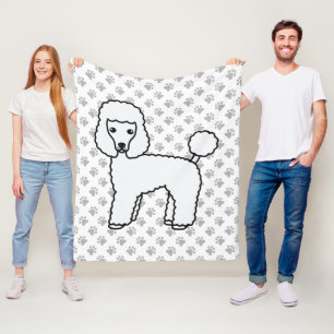 Vit Toy Pudel Söt Tecknad Hund Fleecefilt