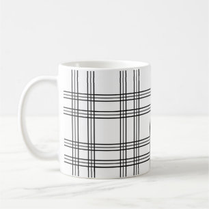 Vit TPLT Tartan med svart Linjer Kaffemugg