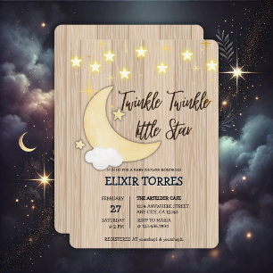 Vit Trä Twinkle Twinkle Little Star Baby Shower Inbjudningar