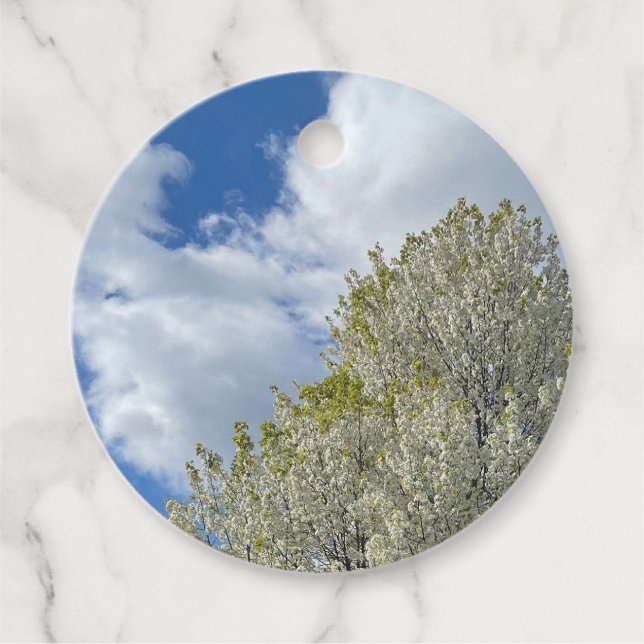 Vit Träd Blå Himmel Moln Foto Gåvor Etiketter (Framsida)